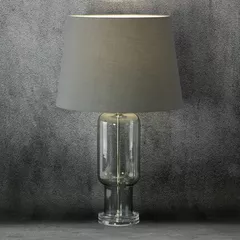Lampa decorativa cu picior din sticla si abajur mat, de culoare gri, Lila 32X40X66 cm